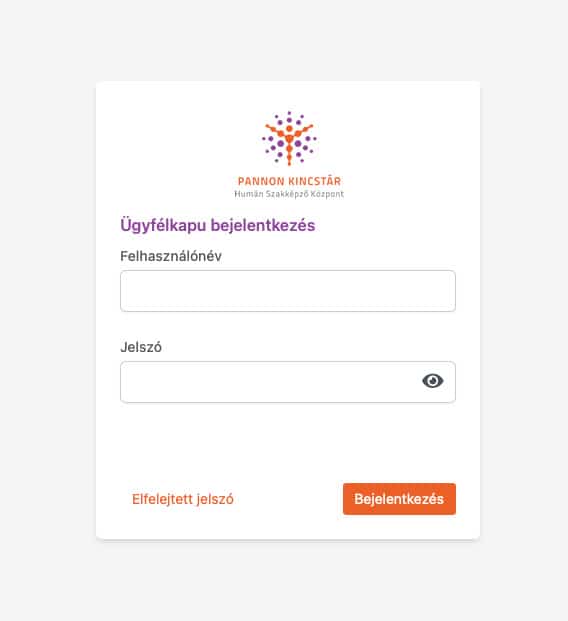 Ügyfélkapu bejelentkezés, Pannon Kincstár